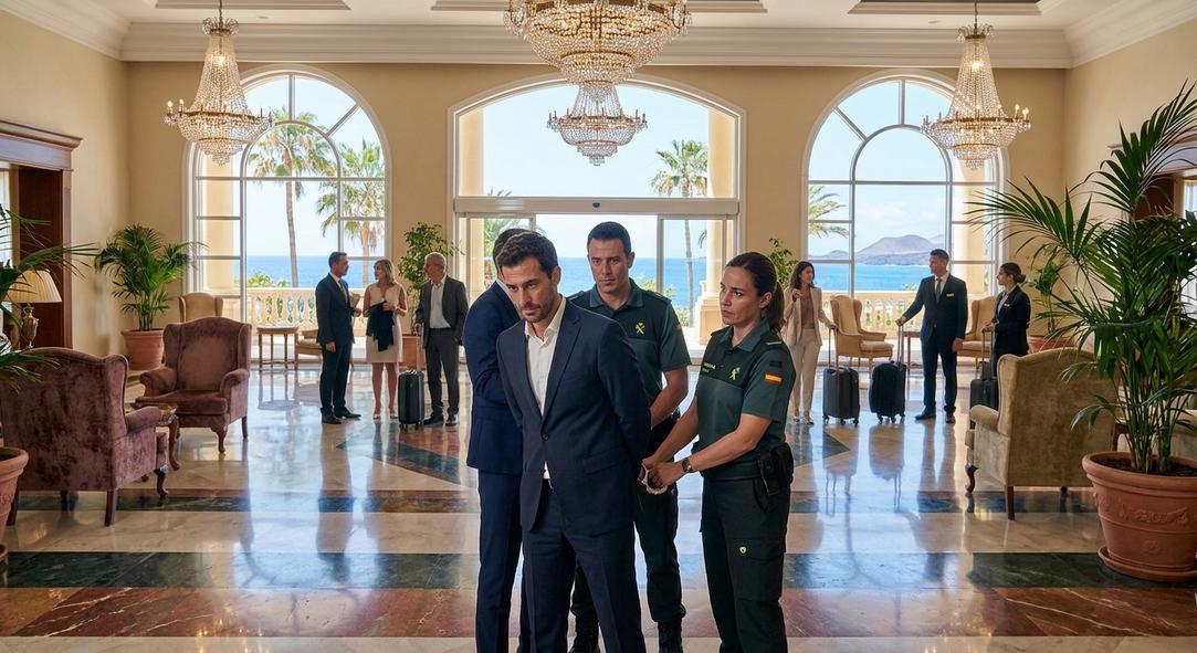 Hombre detenido por guardias civiles en hotel lujoso